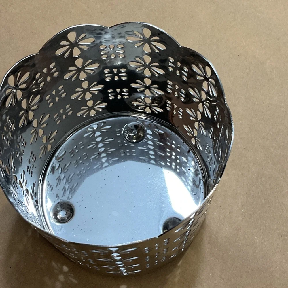 Elegant Silver Floral Cutout Candle Holder